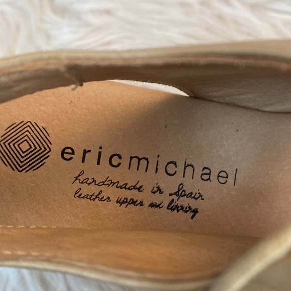 Eric Michael Taupe Leather Espadrille Wedges, Size 39 - Picture 8 of 14